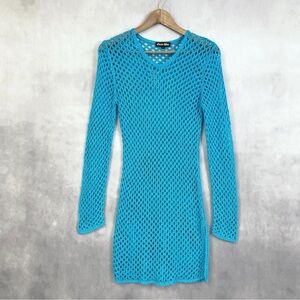Turquoise Blue Raver Crochet Swim Coverup